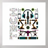 Moderne Technologieobjekte und Ausstattungsmuster Poster (Vorne)