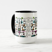 Moderne Technologieobjekte und Ausstattungsmuster Tasse (Vorderseite Links)
