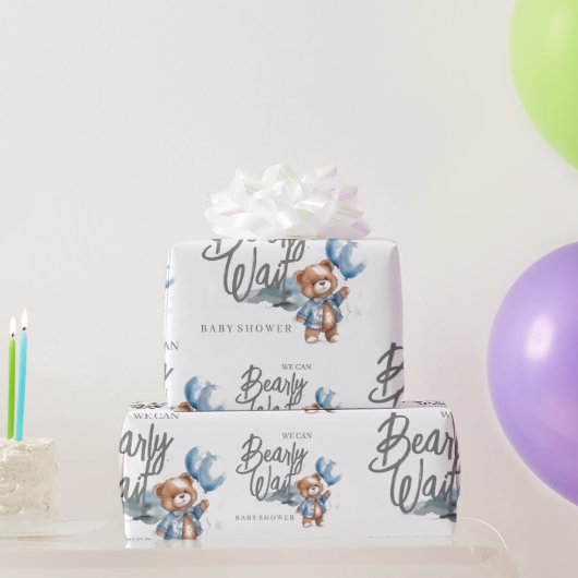 Moderne Teddy Bear Baby Boy Dusche Geschenkpapier (Partygeschenke)