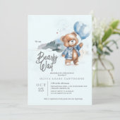 Moderne Teddy Bear Baby Shower Einladung (Stehend Vorderseite)