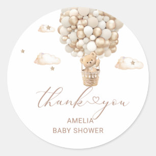 Moderne Teddy Bear Watercolor Babydusche Runder Aufkleber