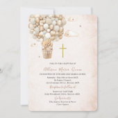 Moderne Teddy Bear Watercolor Taufe Einladung (Vorderseite)