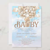 Moderne Teddybär Aquarell Babydusche Einladung (Vorderseite)