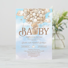 Moderne Teddybär Aquarell Babydusche Einladung