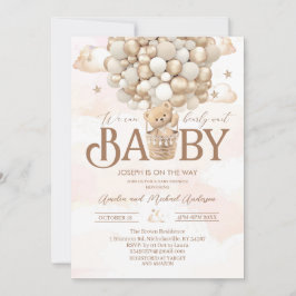 Moderne Teddybär Aquarell Babydusche Einladung