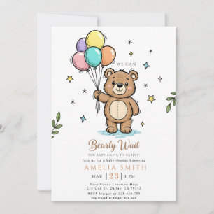 Moderne Teddybär Freundliche Babyparty Einladung