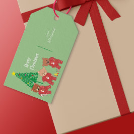 Moderne Teddybären in Weihnachten Pajamas mit Bäum Geschenkanhänger