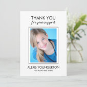 Moderne Tee Miss Pageant Vielen Dank Foto White Dankeskarte (Stehend Vorderseite)