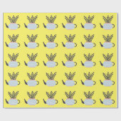 Moderne Teekanne mit Pflanze in Pastelltönen Geschenkpapier (Flach)