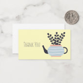 Moderne Teekanne mit Pflanze in Pastelltönen Mitteilungskarte (Vorderseite/Rückseite Beispiel)