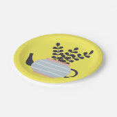 Moderne Teekanne mit Pflanze in Pastelltönen Pappteller (Schrägansicht)