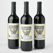 Moderne Teekanne mit Pflanze in Pastelltönen Weinetikett (Flaschen)