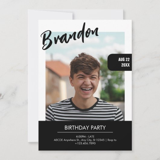 MODERNE TEENAGE BOY MAGAZINE COVER EINLADUNG (Vorderseite)