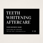 Moderne Teeth Whitening Aftercare Instruction Card (Vorderseite)