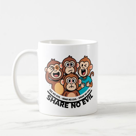 Moderne Teile Kein Böses-Affe-Grafik Kaffeetasse (Links)
