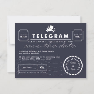 Moderne Telegramm-Hochzeitskarte Save the Date - N