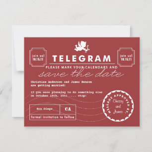 Moderne Telegramm-Hochzeitskarte Save the Date - R