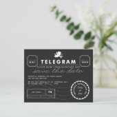 Moderne Telegramm-Karte Save the Date (Stehend Vorderseite)