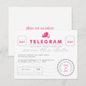 Moderne Telegramm-Karte Save the Date (Vorne/Hinten)