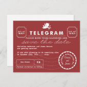 Moderne Telegrammkarte Save the Date - Rot (Vorne/Hinten)