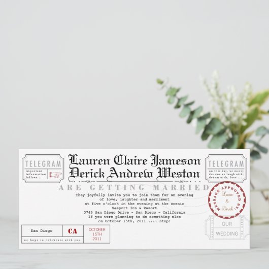 Moderne Telegrammteeeinladung Einladung (Stehend Vorderseite)