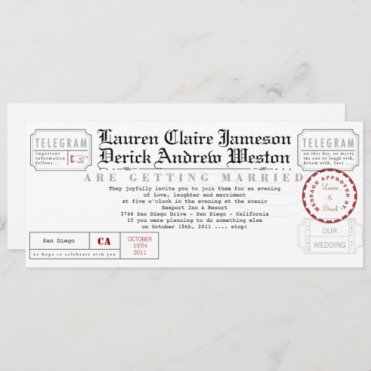 Moderne Telegrammteeeinladung Einladung (Vorne/Hinten)