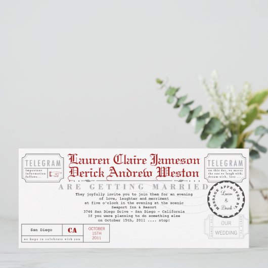 Moderne Telegrammteeeinladung Einladung (Stehend Vorderseite)