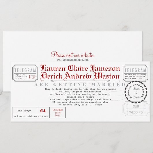 Moderne Telegrammteeeinladung Einladung (Vorne/Hinten)