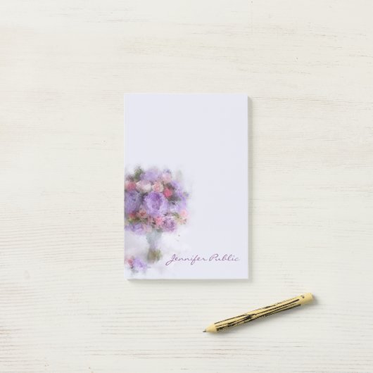 Moderne Template-Blume Ölmalerei Handschrift Post-it Klebezettel (Auf Schreibtisch)