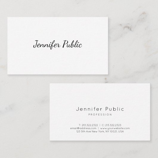 Moderne Template Hand Skript Einfach Trendy Chic Visitenkarte (Vorne/Hinten)