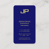 Moderne Template Imitate Gold Schriftart Navy Blue Visitenkarte (Rückseite)