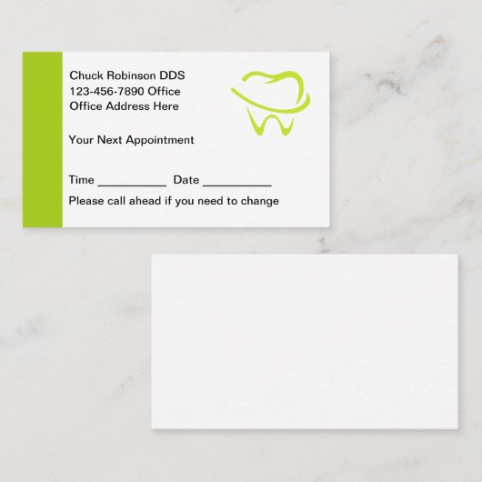 Moderne Terminals Visitenkarten für Zahnärzte Terminkarte (Vorne/Hinten)