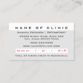 Moderne Terminkarte (Rückseite)