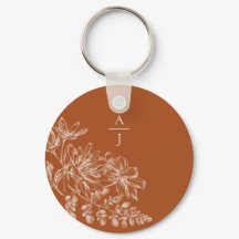 Moderne Terra Cotta Monogram Floral