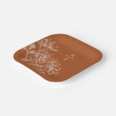 Moderne Terra Cotta Monogram Floral Square Pappteller (Gewinkelt)