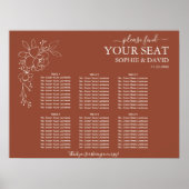 Moderne Terracotta 6 Table Wedding Chart Poster (Vorne)