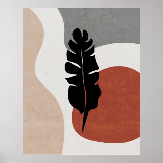 Moderne Terracotta Abstrakt Botanische Landschaft Poster (Vorne)