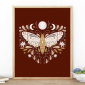 Moderne Terracotta Abstrakt Moth Illustration Poster