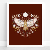 Moderne Terracotta Abstrakt Moth Illustration Poster