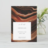 Moderne Terracotta Agate Marble Texture Wedding Save The Date (Stehend Vorderseite)