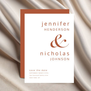 Moderne Terracotta Ampere und Typografie Hochzeit Save The Date