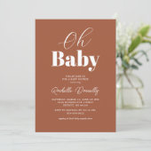 Moderne Terracotta Babydusche Einladung (Stehend Vorderseite)