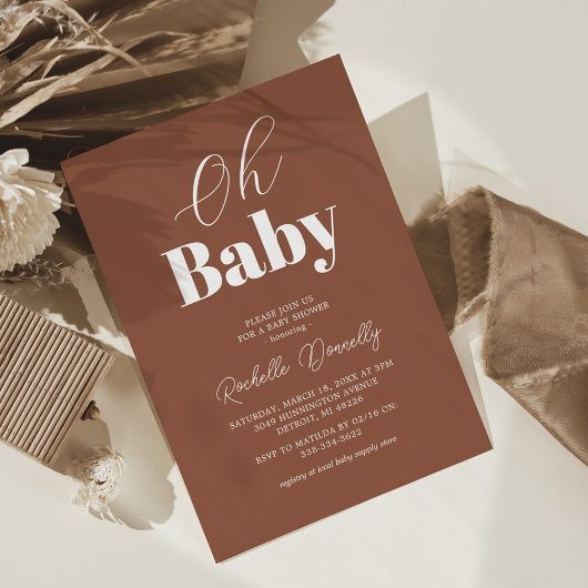 Moderne Terracotta Babydusche Einladung