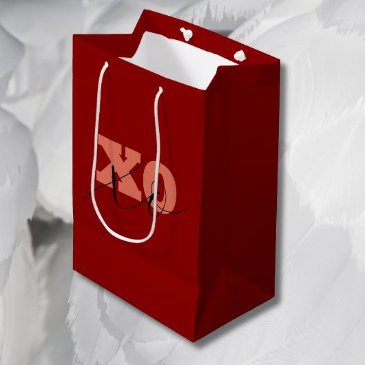 Moderne Terracotta Black XOXO Valentine Geschenket Mittlere Geschenktüte