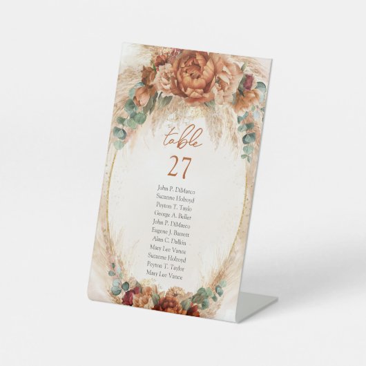 Moderne Terracotta-Blume Bordeaux Pampas Grünpflan Sockelschild (Vorderseite)