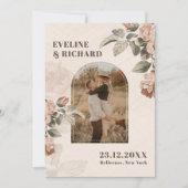 Moderne Terracotta-Blume errichten grüne Blätter Einladung (Vorderseite)