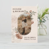 Moderne Terracotta-Blume errichten grüne Blätter Einladung (Stehend Vorderseite)