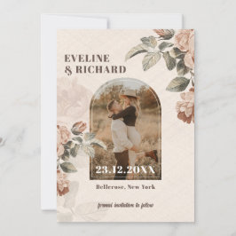 Moderne Terracotta-Blume errichten grüne Blätter Einladung