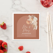 moderne Terracotta bohemian pampas grass Mr. & Mrs Serviette (Beispiel)