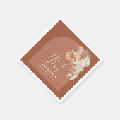 moderne Terracotta bohemian pampas grass Mr. & Mrs Serviette (Ecke)